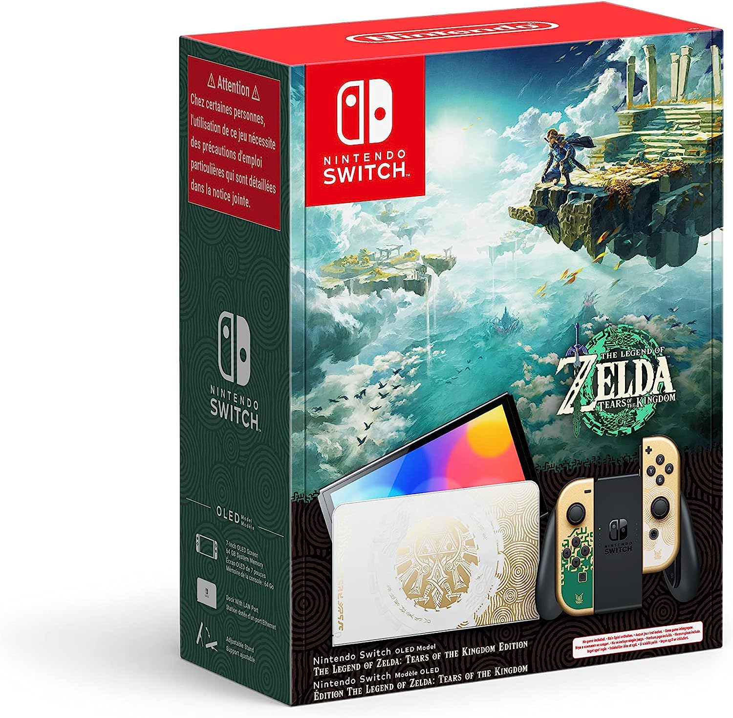 Nintendo Switch OLED model Limited Edition Zelda Tears of the Kingdom 128 GB with 15 Pre Install Games  (Pre-owned)